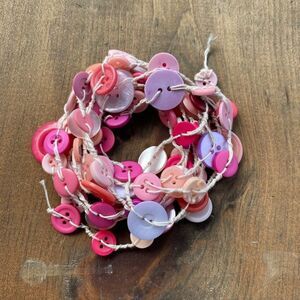 6FT Pink Button Garland, Farmhouse Garland, Primitive Garland, Country GarlanD